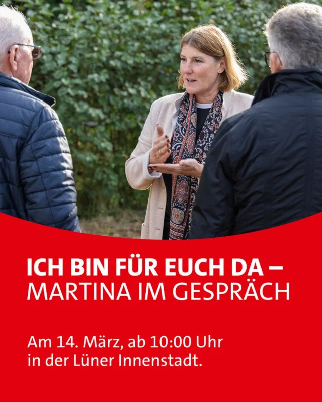 Morgen könnt ihr mich wieder in der Lüner Innenstadt für persönliche Gespräche treffen 👉🏻 Mein regelmäßiger Info-Stand soll euch die Möglichkeit geben mir Fragen zu stellen, Anliegen zu äußern und mich kennenzulernen 🙌

10 Uhr geht's los! In der Lüner Innenstadt bei Müller 💯

Ich freue mich auf euch 👋

#lünenleben #füreuch #zusammen #anpacken #zukunftgestalten #kennenlernen