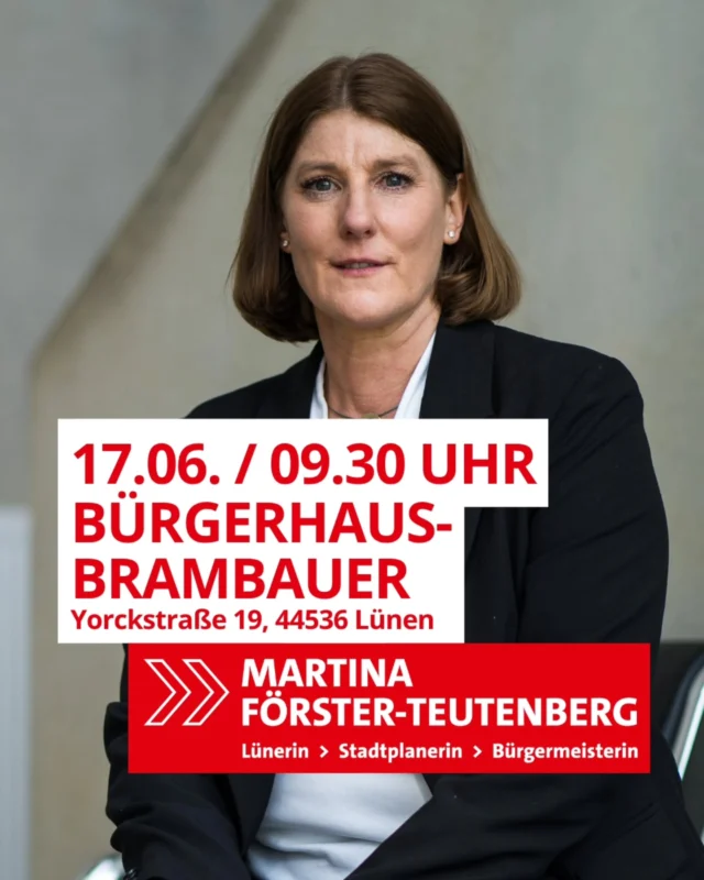 ✨ Mitreden. Mitgestalten. Sei dabei! ✨ 

📅 17. Juni | 🕤 9:30 Uhr |📍Bürgerhaus Brambauer 

🗣️ Diskutiere mit Martina Meier, Klaus Lamczick, Peter Korte und mir über aktuelle Themen und gestalte die Zukunft aktiv mit! 

📲 Jetzt anmelden: 
☎️ Peter Korte | 0157 - 59 08 13 43 

Wir freuen uns auf dich! 💬🤝 

#MitredenMitgestalten #Brambauer #SPD #Diskussion #GemeinsamGestalten