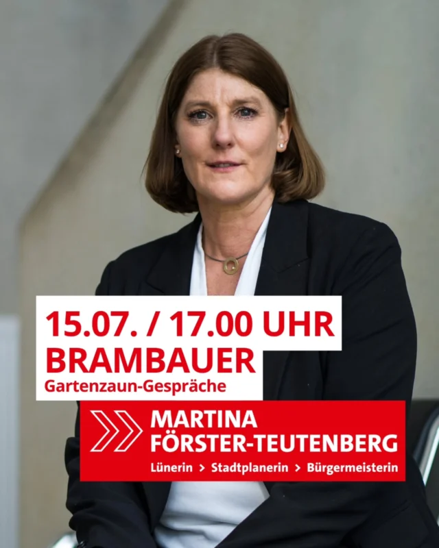 🎉 Mitreden. Mitgestalten. Wir gehen dahin, wo’s zählt – direkt zu euch an den Gartenzaun! 🌿✨

📍 Am Dienstag, 15.07., ab 17 Uhr sind wir in Brambauer unterwegs – mit dabei: Martina Meier (Ratskandidatin) & Simone Symma (Kreistagskandidatin).

Wir wollen wissen: Wo drückt der Schuh? Was bewegt euch im Alltag? 💬 👉 Wenn ihr wollt, dass wir bei euch vorbeischauen: Schreibt uns einfach!

#MitredenMitgestalten #Brambauer #GartenzaunGespräche #PolitikVorOrt #SPD #Kommunalwahl2025 #TeamMartina #TeamSimone #ZukunftGestalten