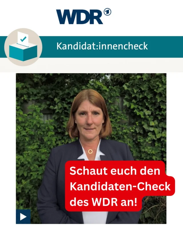 📺 𝐖𝐃𝐑-𝐊𝐚𝐧𝐝𝐢𝐝𝐚𝐭𝐞𝐧𝐜𝐡𝐞𝐜𝐤 𝐨𝐧𝐥𝐢𝐧𝐞!

Auch ich habe beim WDR-Kandidatencheck mitgemacht – einer tollen Möglichkeit, alle Bürgermeisterkandidatinnen und -kandidaten in NRW direkt miteinander zu vergleichen.

In kurzen Videos beantworten wir Fragen zu wichtigen kommunalpolitischen Themen. Schaut gerne rein und macht euch ein Bild – transparent, fair und auf Augenhöhe.

✅ Mir ist wichtig: Politik muss den Alltag der Menschen verbessern – mit funktionierenden Kitas, bezahlbarem Wohnraum, sicheren Straßen, starker Wirtschaft und einem guten Miteinander in Lünen. Dafür kandidiere ich. Mit Erfahrung, Strategie und einem klaren Ziel: Lünen gemeinsam stärken.

👉 Hier geht’s direkt zum Kandidatencheck:

🔗 https://www1.wdr.de/kandidatencheck/2025/kommunalwahl/app/kandidatencheck162.html?ort=Selmo

#WDR #kandidatencheck #martinaförsterteutenberg #bürgermeisterinlünen #lünen2025 #spdlünen #lünenkannmehr #politikfürdenalltag #kommunalwahl2025 #lünen #martinafürlünen