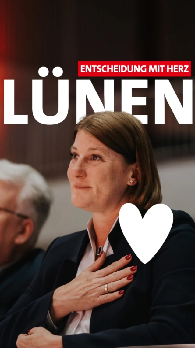 💖 𝐃𝐚𝐧𝐤𝐞 𝐚𝐧 𝐄𝐮𝐜𝐡 𝐚𝐥𝐥𝐞 – für Eure Unterstützung, für Platz 1 am 14. September und vor allem für die vielen wertvollen Gespräche und Begegnungen in den letzten Monaten. Diese Zeit hat mir einmal mehr gezeigt, wie sehr mir Lünen und die Menschen hier in meiner Stadt am Herzen liegen – und ich habe jede Minute genossen.

Mit dieser Leidenschaft möchte ich mich in den nächsten 5 Jahren für unsere Stadt einsetzen.

👉 Ich bitte Euch: Geht zur Stichwahl und schenkt mir Eure Stimme – 𝐞𝐧𝐭𝐬𝐜𝐡𝐞𝐢𝐝𝐞𝐭 𝐦𝐢𝐭 𝐝𝐞𝐦 𝐇𝐞𝐫𝐳𝐞𝐧!

Eure
Martina